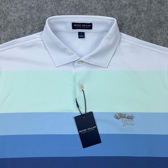 Peter Millar Polo Shirt Mens Large Torrey Pines Crown Crafted Performance‎ Golf - Picture 3 of 15